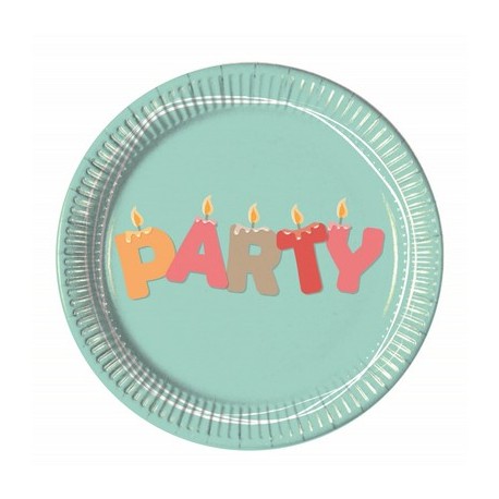 8 ASSIETTES CARTON 20CM BIRTHDAY CAKE  89969