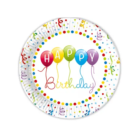 8 ASSIETTES CARTON 20CM HAPPY BIRTHDAY STREAMERS 82270