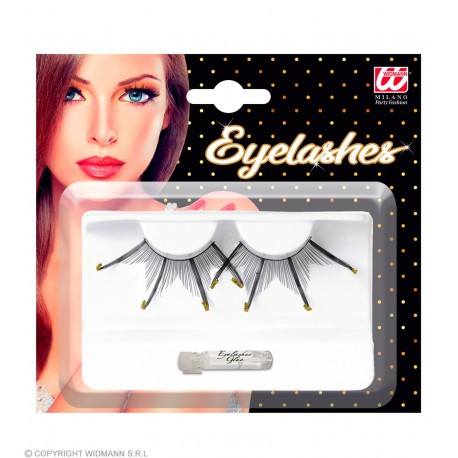 MAXI FAUX CILS AVEC POINTES BRILLANTES DOREES 2572E